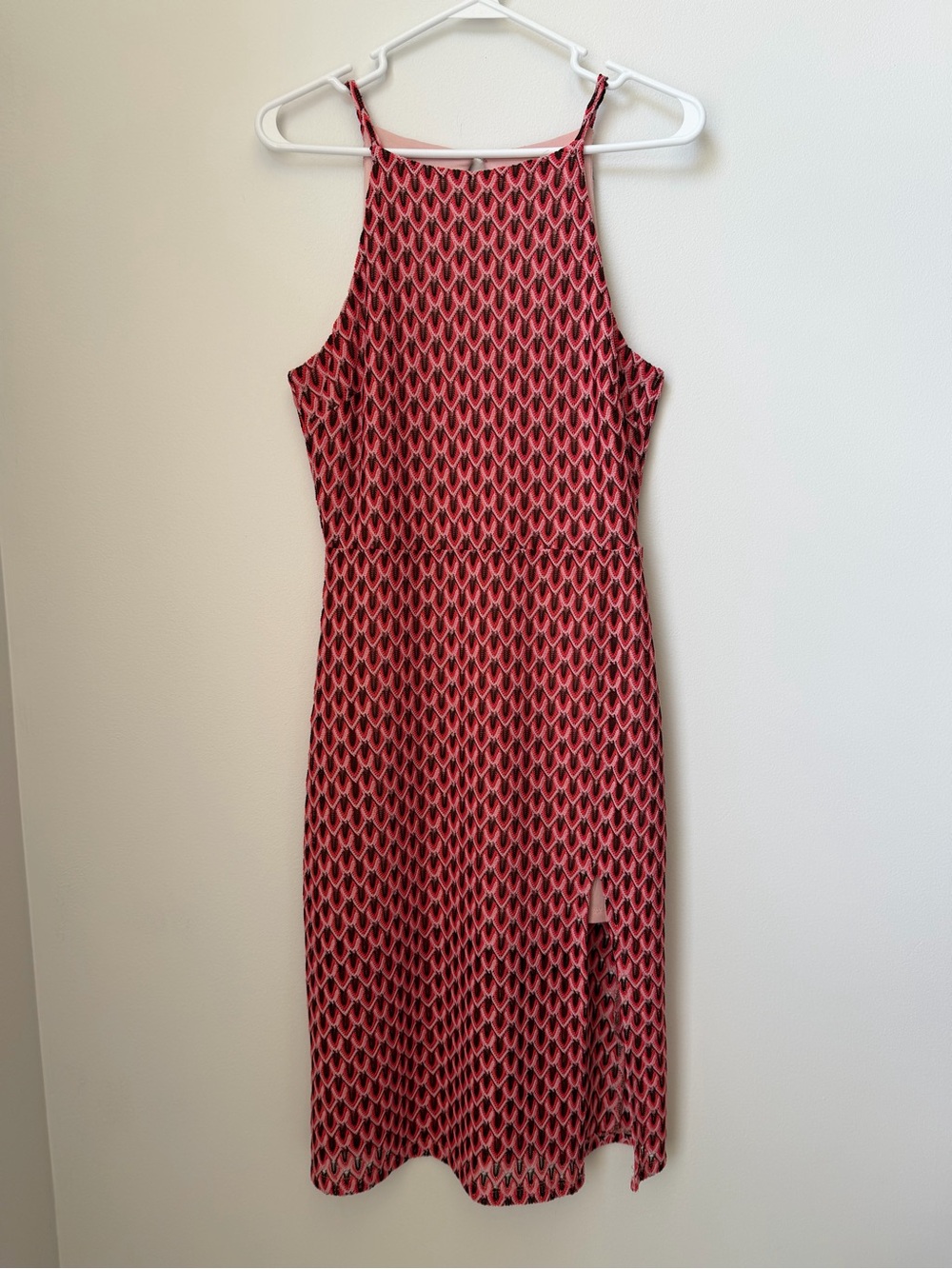 Gianni Bini Casey Crochet Overlay Midi Dress In Coral Size Medium